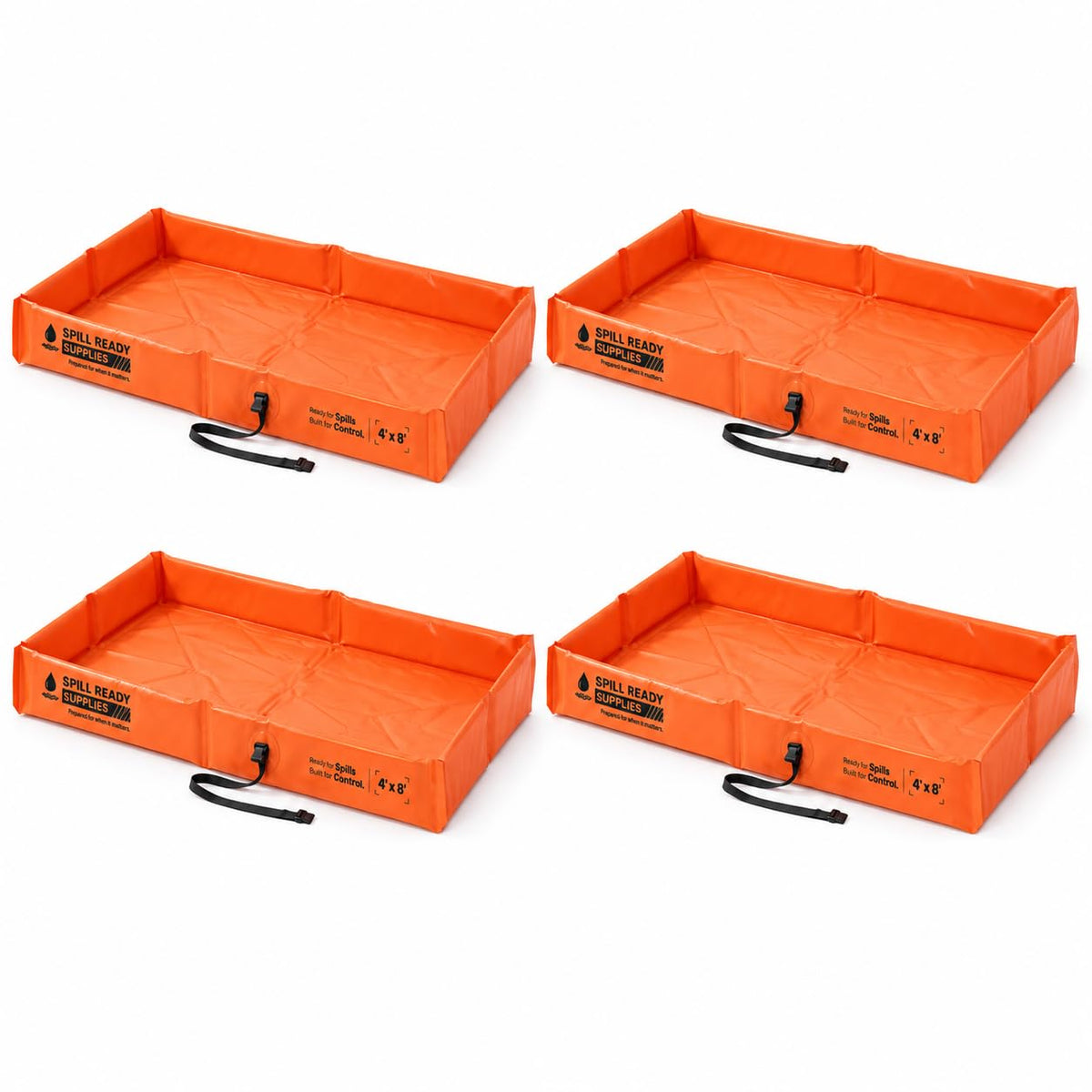 4-Pack 4' x 8' orange foam wall spill containment berm, 22 oz PVC