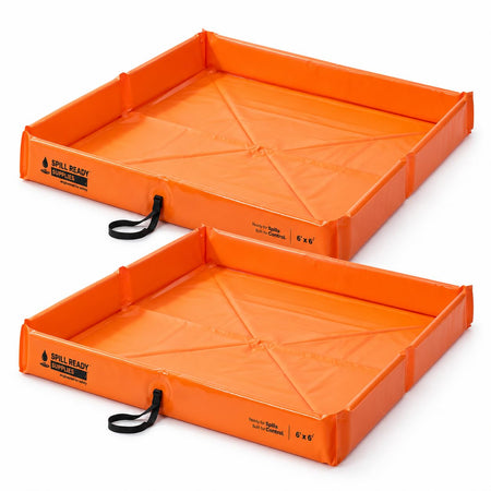2-Pack 6' x 6' orange foam wall spill containment berm, 22 oz PVC