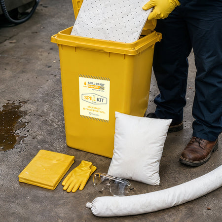 Oil Spill Kit 30 Gallon Wheeled Bin White