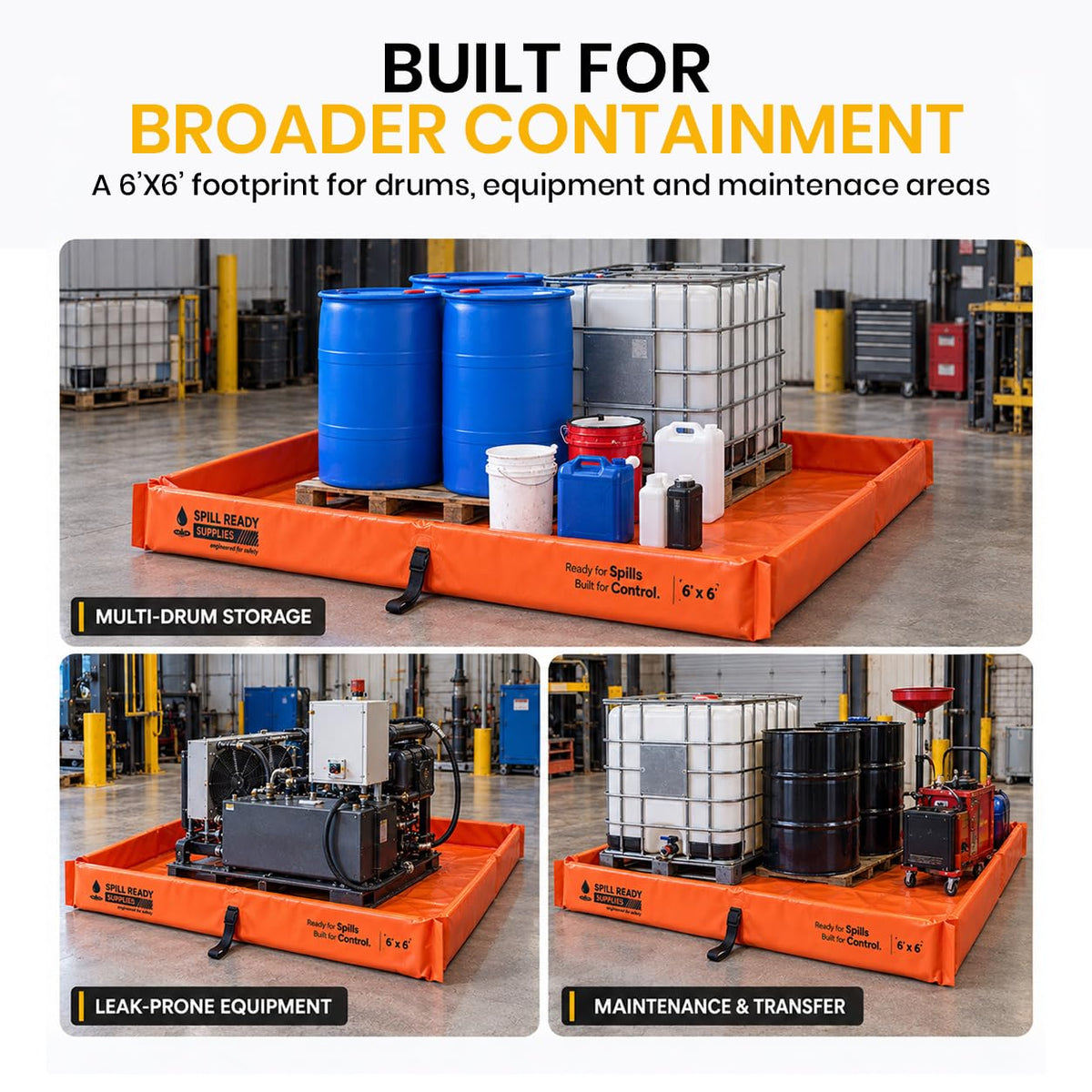 6' x 6' orange foam wall spill containment berm, 22 oz PVC – image 7