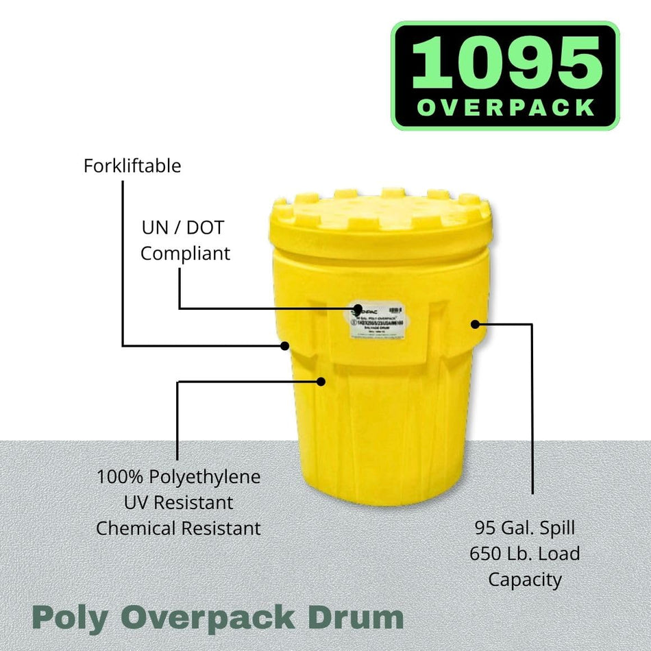 95-Gallon Poly-Overpack Salvage Drum, Yellow
