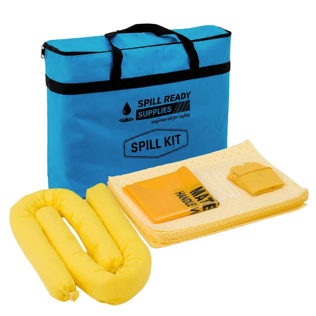 Chemical Spill Kit 25-Piece – oxford carry bag with yellow absorbent pads, socks and accessories