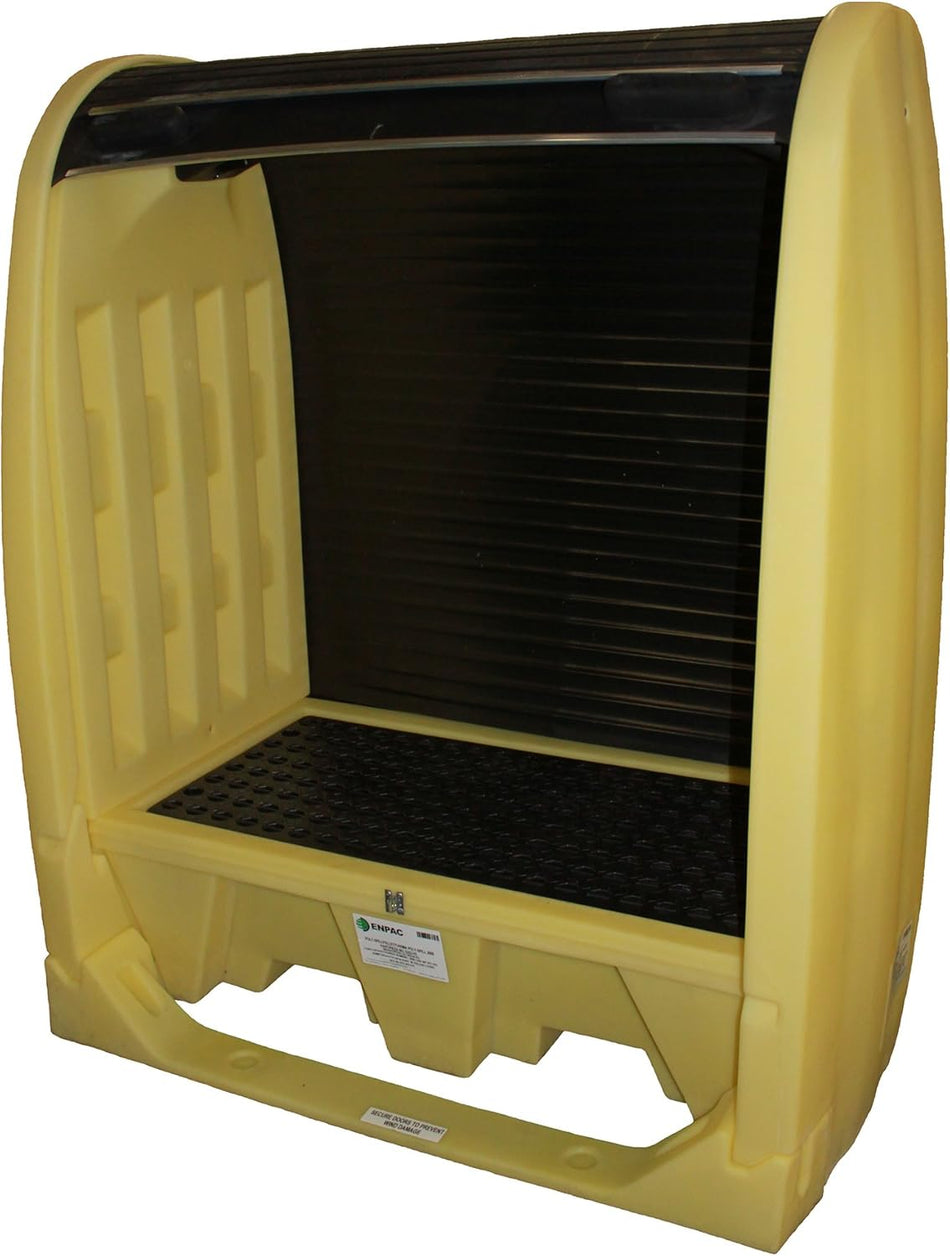 2 Drum Roll Top Hardcover Spill Pallet with Drain, Yellow