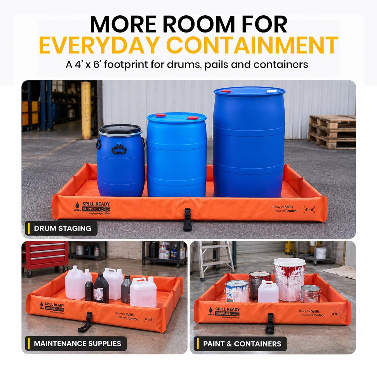 2-Pack 4' x 6' orange foam wall spill containment berm, 22 oz PVC – image 7