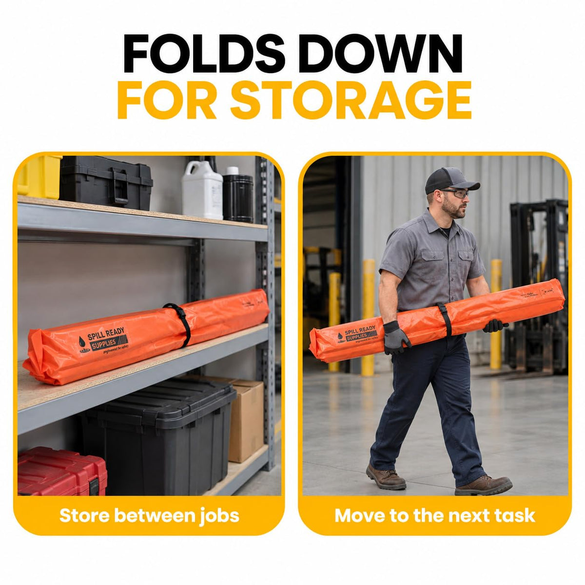 2-Pack 4' x 6' orange foam wall spill containment berm, 22 oz PVC – image 6