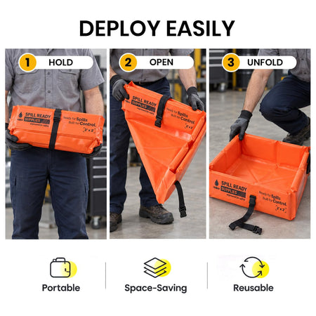 4-Pack 2' x 2' orange foam wall spill containment berm, 22 oz PVC – image 9