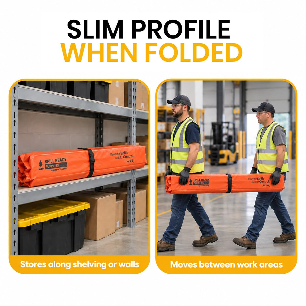 4-Pack 6' x 6' orange foam wall spill containment berm, 22 oz PVC – image 6