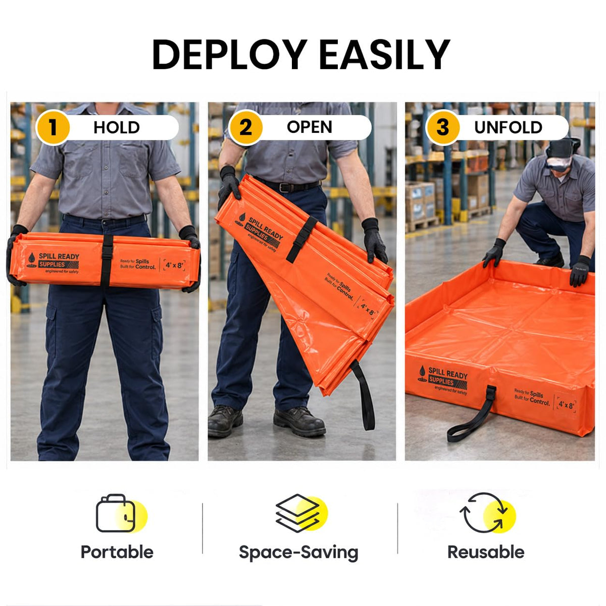 4' x 8' orange foam wall spill containment berm, 22 oz PVC – image 5