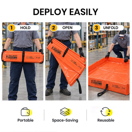 4' x 8' orange foam wall spill containment berm, 22 oz PVC – image 5