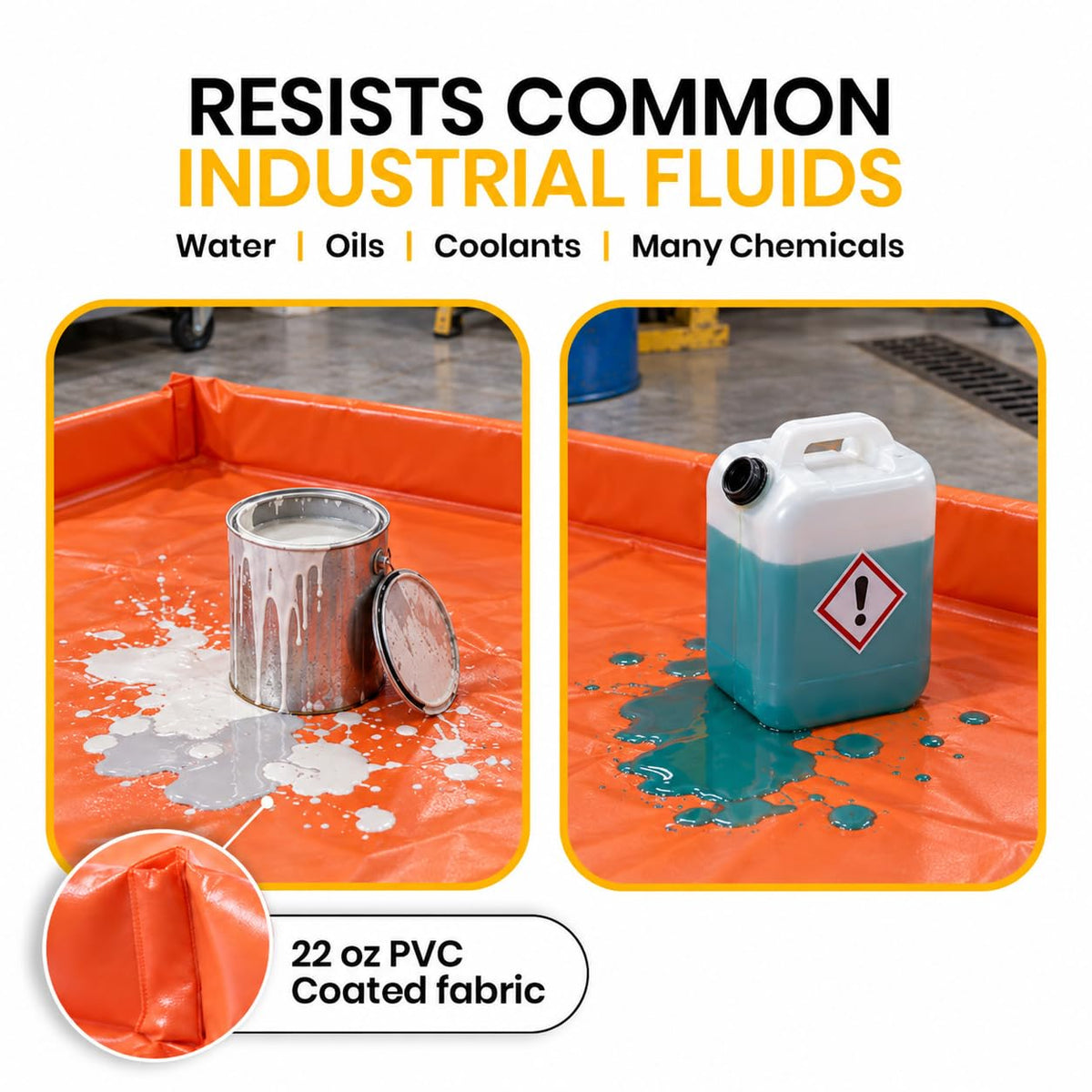 6' x 6' orange foam wall spill containment berm, 22 oz PVC – image 3