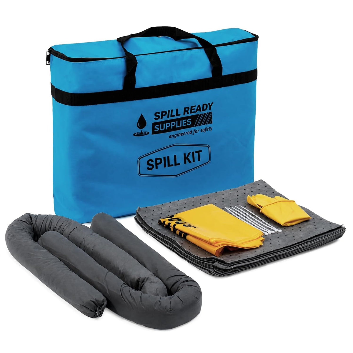 Universal Spill Kit 25-Piece – oxford carry bag with grey absorbent pads, socks and accessories