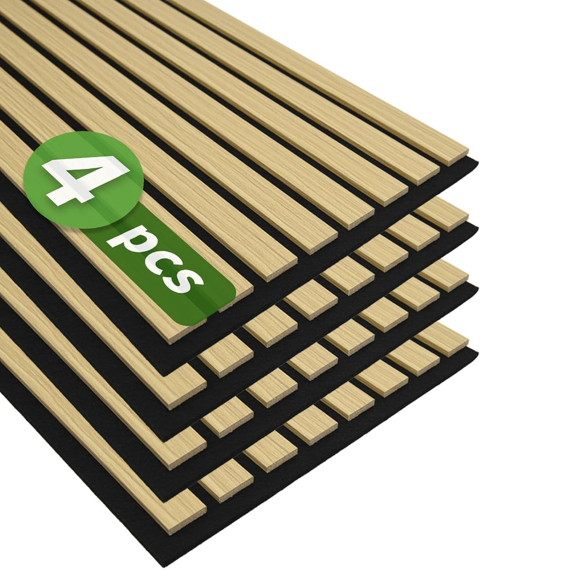 2x4 Oak Black Wood Slat Acoustic Wall Panel - Black Felt (4-Pack)