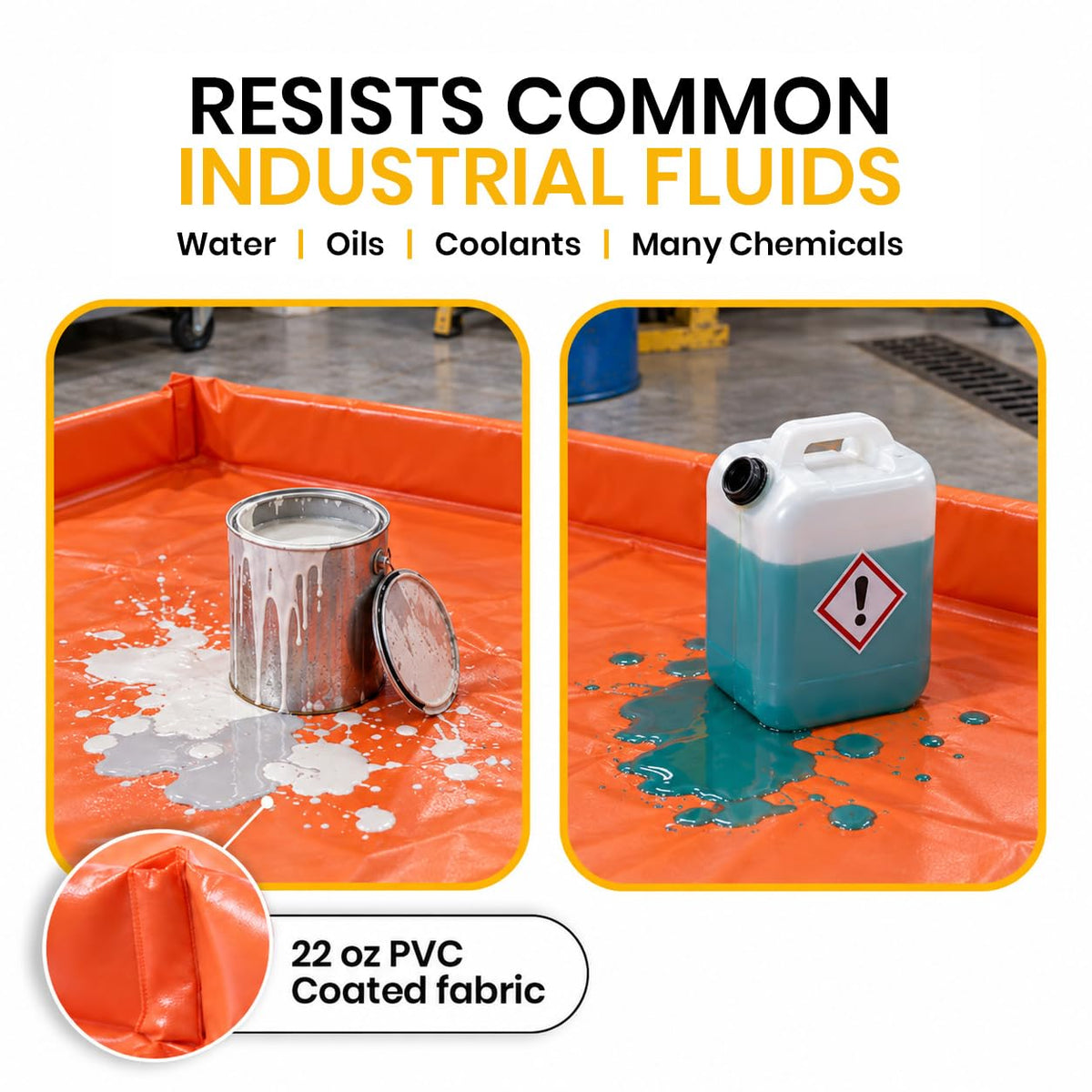 4' x 6' orange foam wall spill containment berm, 22 oz PVC – image 3
