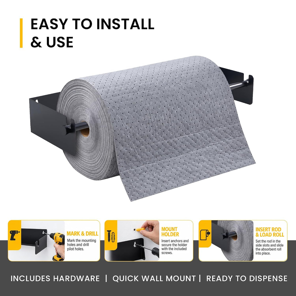 4-pack wall mount sorbent roll dispensers, steel, for 30 in absorbent rolls – image 4