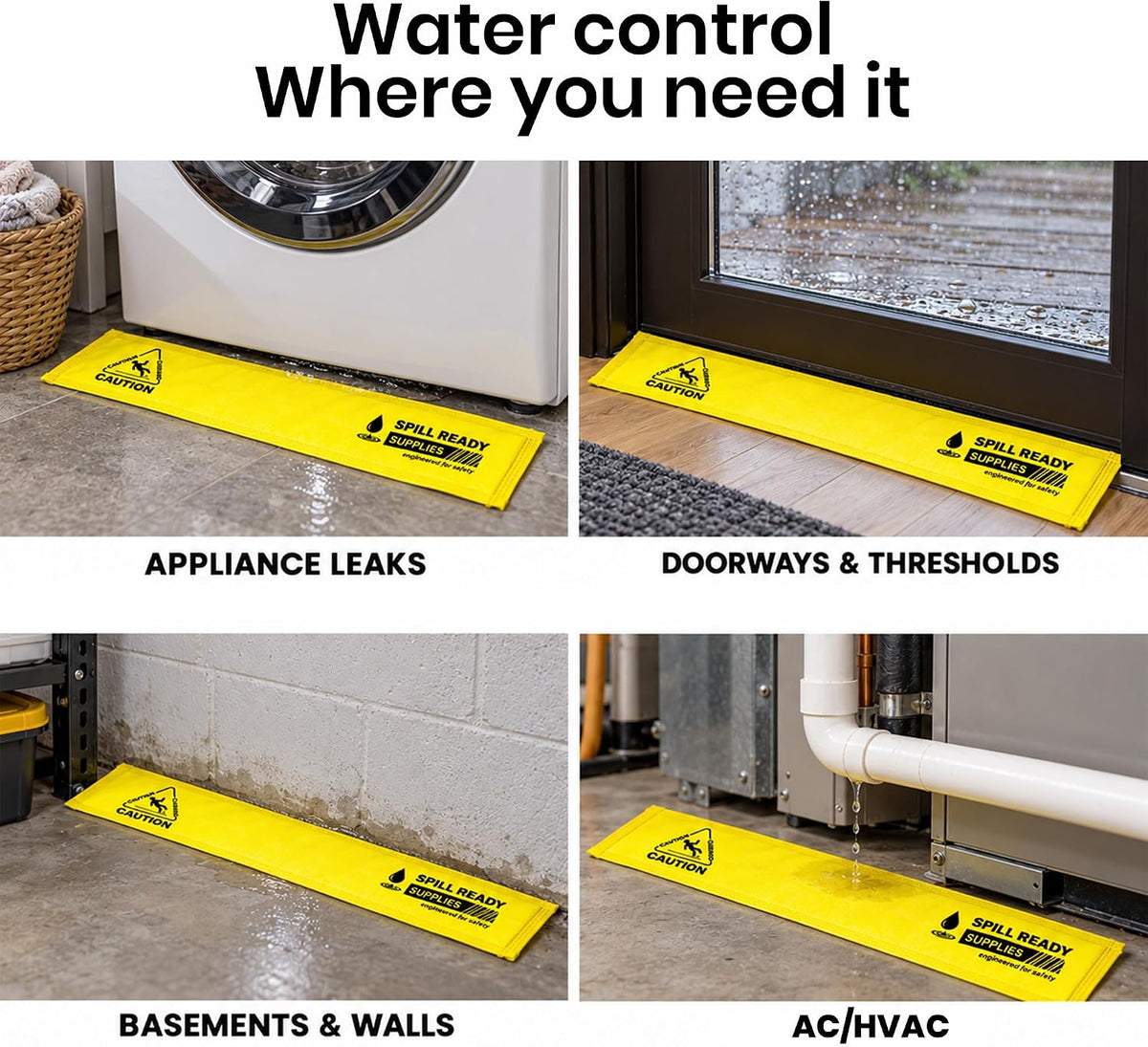 Water absorbing strip placement near appliances