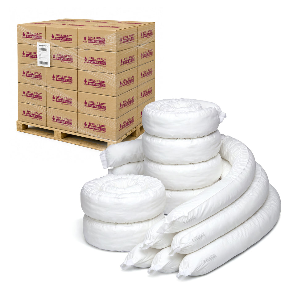 64-Pack Oil Absorbent Boom Combo - 5" x 10', White, Linkable
