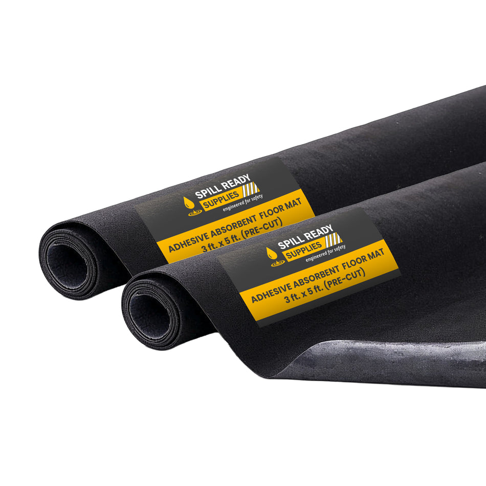 2-Pack Precut Adhesive Absorbent Floor Mat Combo - 3' x 5', 3 mm, Black