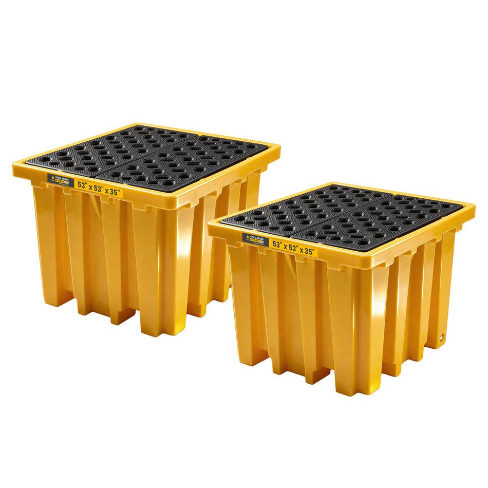 IBC Pallet  - 53" x 53" x 35", HDPE, Yellow | Spill Containment