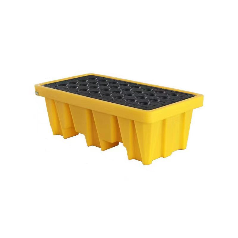 2-Drum Spill Containment Pallet – 51.18" x 26.77" x 17.72" Tall Sump HDPE Drum Containment, Yellow