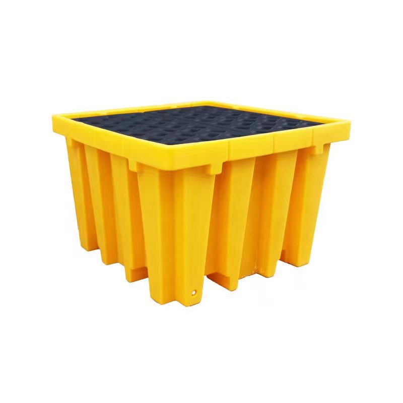 IBC Spill Containment Pallet – 62" x 62" x 27.55" Tote Containment Basin for One IBC or Multiple Drums, Yellow