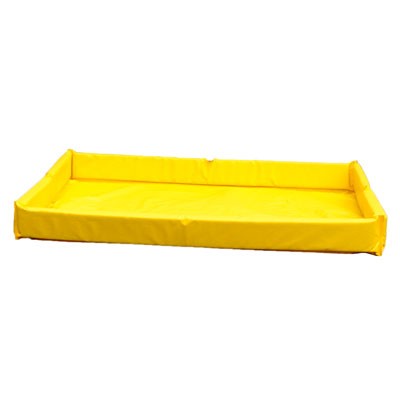 Foam Wall Spill Containment Berm, 22oz PVC coated |8' x 10' x 6inch | Yellow | 3/4"-1" Drain