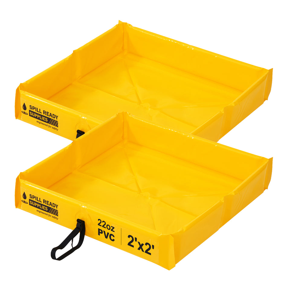 Foam Wall Spill Containment Berm 2' x 2", 22 oz PVC, Yellow – 2-Pack Duck Pond Kit