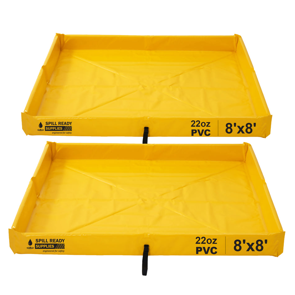 2-Pack Foam Wall Spill Containment Berm Combo, 26oz PVC - 8' x 8' x 6", Yellow