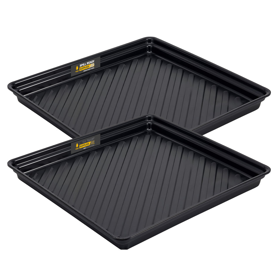 Spill Containment Drip Tray, 40 Gal Sump, Polyethylene Black – 2-Pack Combo