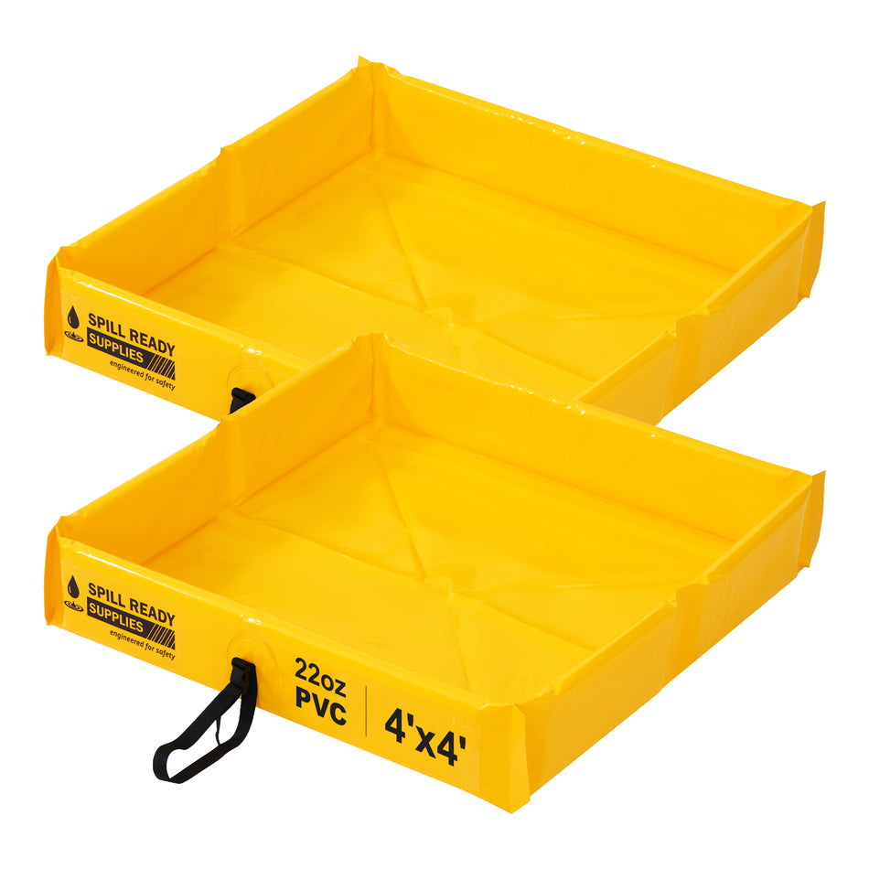 2-Pack Duck Pond Spill Containment Berm Combo - 4' x 4', 22 oz PVC, Yellow