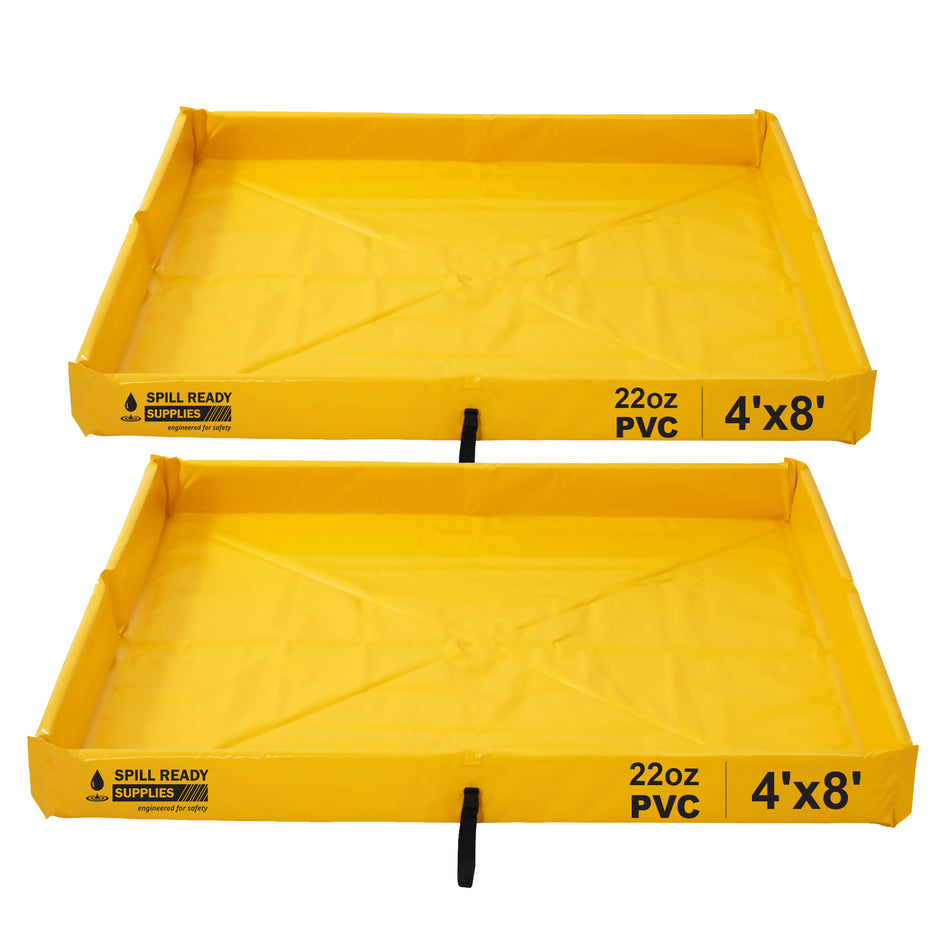 2-Pack Foam Wall Spill Containment Berm Combo, 26oz PVC - 4' x 8' x 6", Yellow