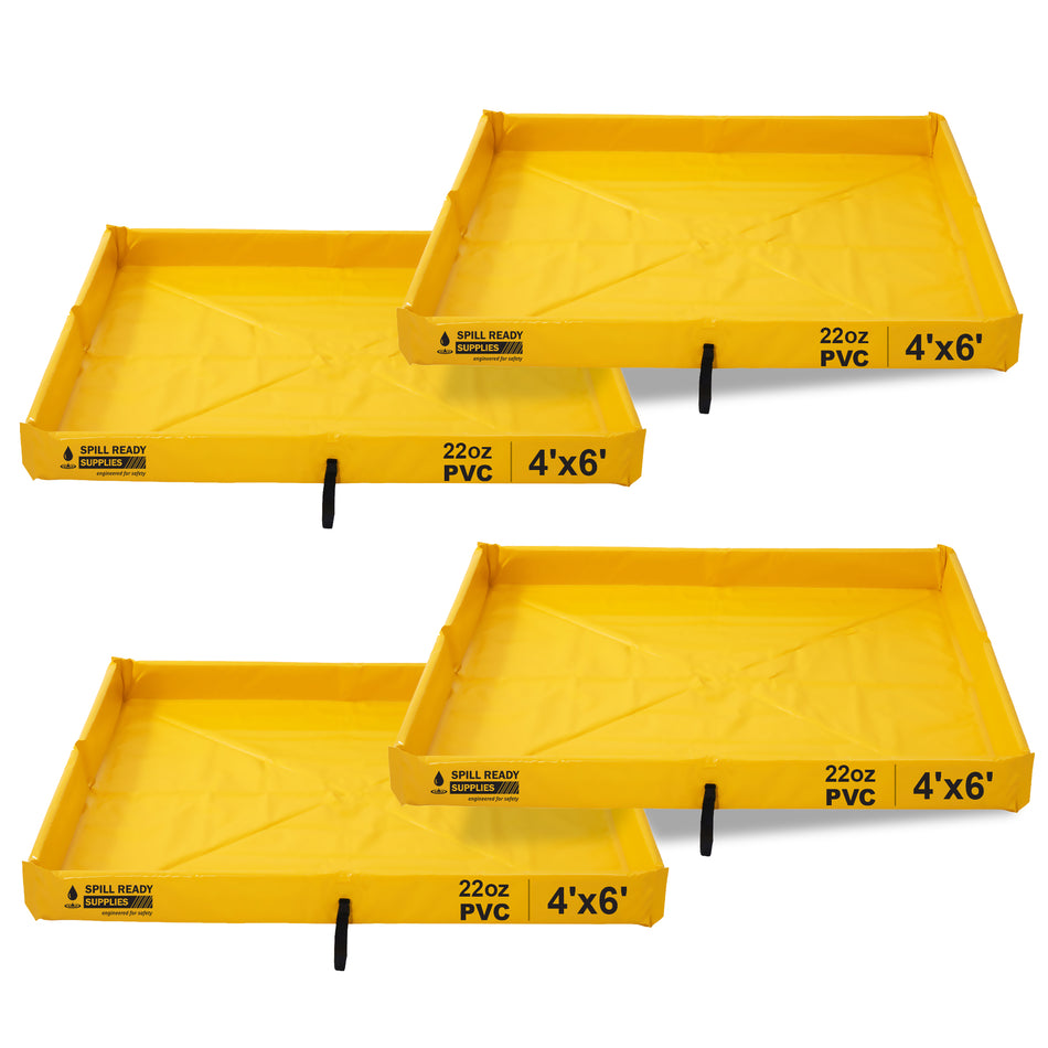 4-Pack Foam Wall Spill Containment Berm Combo, 26oz PVC - 4' x 6' x 6", Yellow
