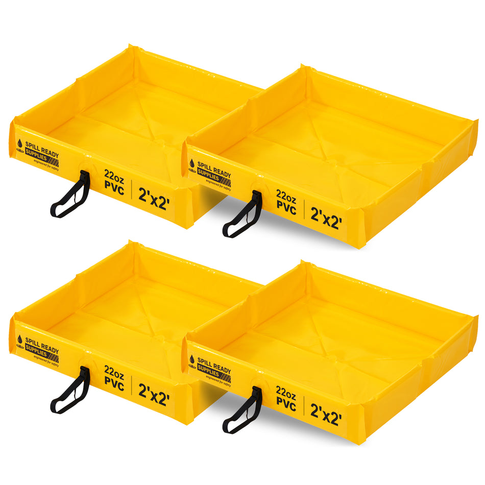 4-Pack Duck Pond Spill Containment Berm Combo - 2' x 2', 22 oz PVC, Yellow