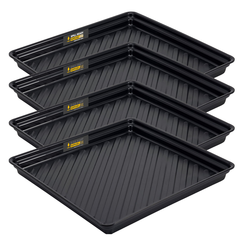 Spill Containment Drip Tray 40 Gal Sump, Polyethylene Black – 4-Pack Combo
